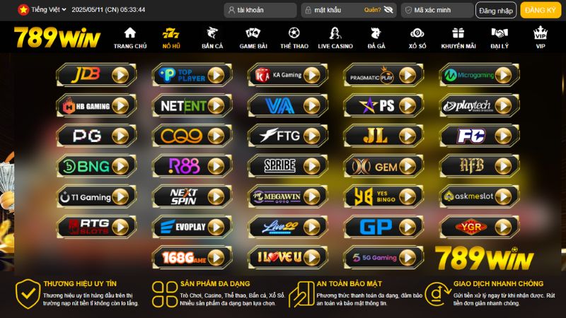 Nổ hũ 789Win: Sảnh cá cược game phong phú, thưởng cao 2 Nổ hũ 789win đạt chất lượng chuẩn quốc tế