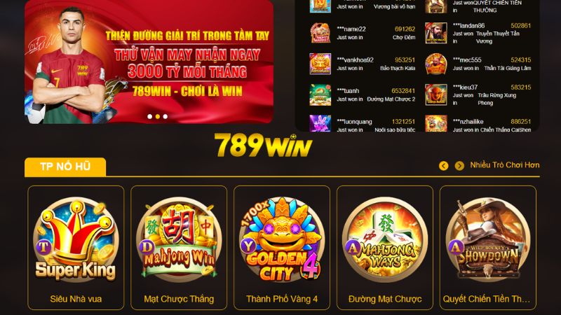 Nổ hũ 789Win: Sảnh cá cược game phong phú, thưởng cao 3 TP - Sảnh slot đa dạng chủ đề cá cược
