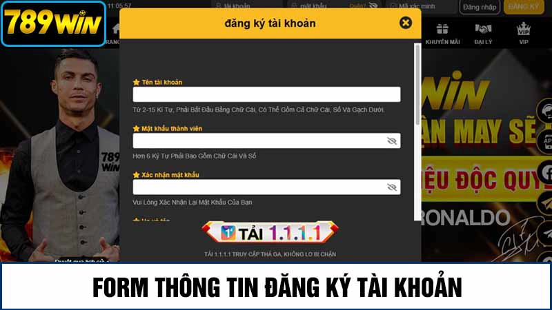 Đăng Ký 789Win 3 Form nhập thông tin tại 789Win